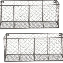 Wall Storage-Kirkland's Home Large Wall Hanging Chicken Wire Baskets, Set Of 2