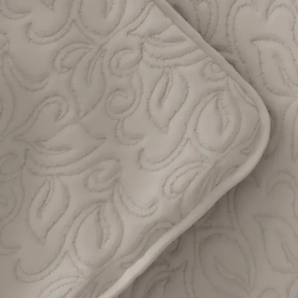 Quilts-Kirkland's Home Latte Floral Stitch 3-Pc. King Quilt Set Tan