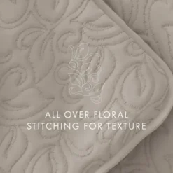 Quilts-Kirkland's Home Latte Floral Stitch 3-Pc. King Quilt Set Tan