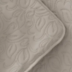 Quilts-Kirkland's Home Latte Floral Stitch 3-Pc. Queen Quilt Set Tan