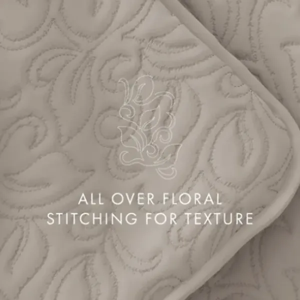 Quilts-Kirkland's Home Latte Floral Stitch 3-Pc. Queen Quilt Set Tan