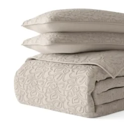 Quilts-Kirkland's Home Latte Floral Stitch 2-Pc. Twin Quilt Set Tan