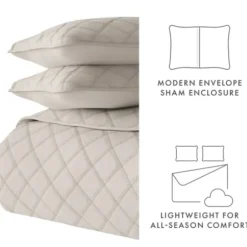 Quilts-Kirkland's Home Latte Stitched Diamond 3-Pc. Queen Quilt Set Tan