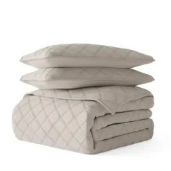 Quilts-Kirkland's Home Latte Stitched Diamond 3-Pc. King Quilt Set Tan