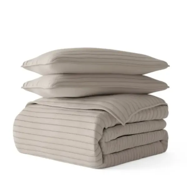 Quilts-Kirkland's Home Latte Stitched Stripes 2-Pc. Twin Quilt Set Gray