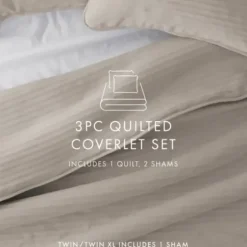 Quilts-Kirkland's Home Latte Stitched Stripes 2-Pc. Twin Quilt Set Gray