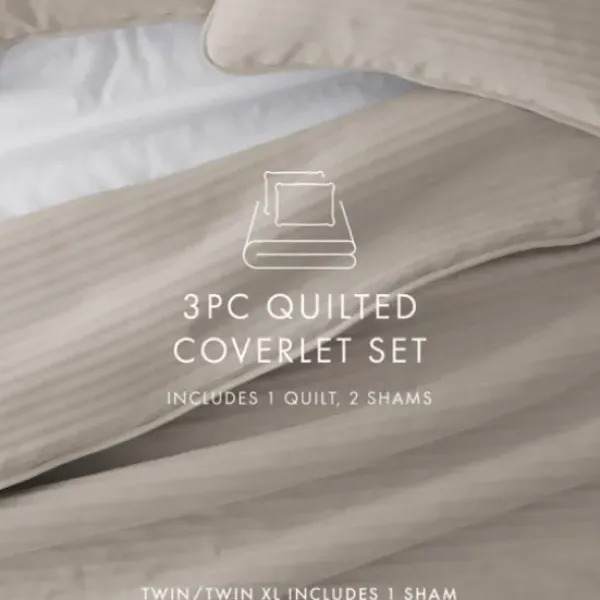Quilts-Kirkland's Home Latte Stitched Stripes 2-Pc. Twin Quilt Set Gray