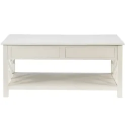 Coffee Tables-Kirkland's Home Lattice Raised Top Storage Coffee Table White
