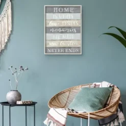 Wall Quotes & Signs-Kirkland's Home Laughter Never Ends Framed Canvas Art Print Blue/Green