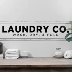 Wall Quotes & Signs-Kirkland's Home Laundry Co. Metal Wall Plaque Black/White