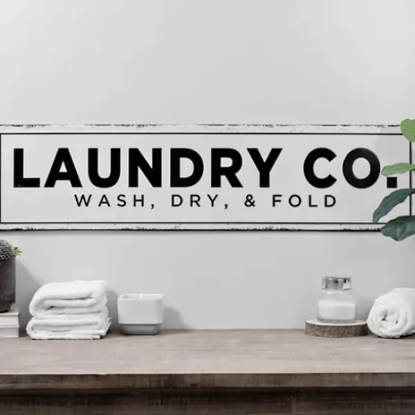 Wall Quotes & Signs-Kirkland's Home Laundry Co. Metal Wall Plaque Black/White