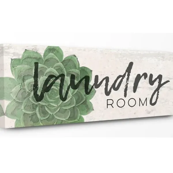 Wall Quotes & Signs-Kirkland's Home Laundry Room Succulent Canvas Art Print Green/White