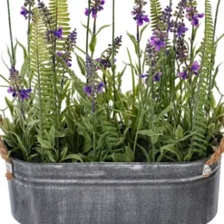Arrangements & Greenery-Kirkland's Home Lavender And Fern Arrangement In Iron Pot, 16 In. Green/Purple
