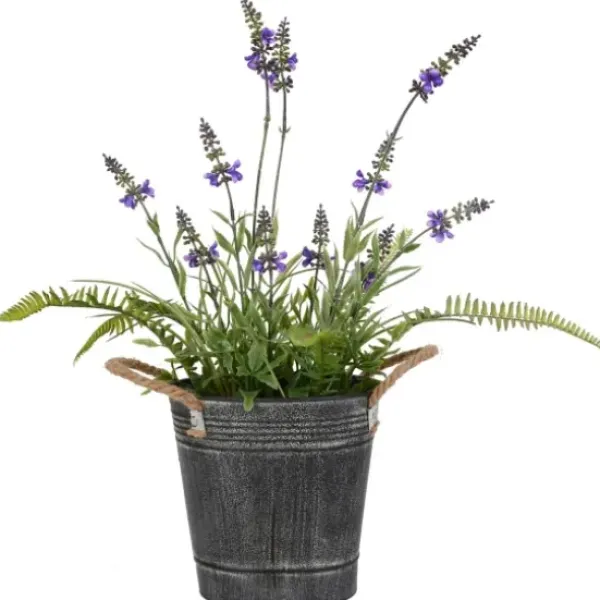 Arrangements & Greenery-Kirkland's Home Lavender And Fern Arrangement In Iron Pot, 18 In. Green/Purple