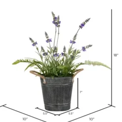Arrangements & Greenery-Kirkland's Home Lavender And Fern Arrangement In Iron Pot, 18 In. Green/Purple