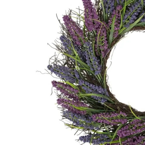 Wreaths-Kirkland's Home Lavender Leaf Spiral Wreath Purple/Green