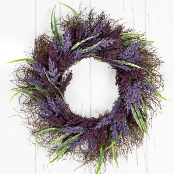 Wreaths-Kirkland's Home Lavender Leaf Spiral Wreath Purple/Green