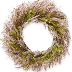 Wreaths-Kirkland's Home Lavender With Bristle Branch Stems Wreath Purple/Pink/Green