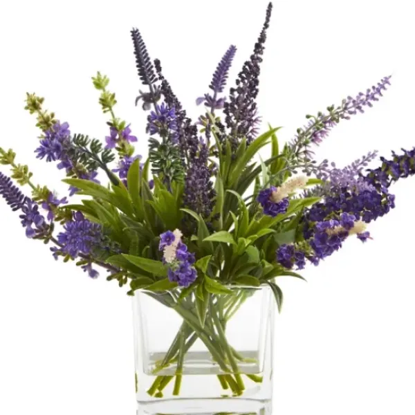 Wreaths-Kirkland's Home Lavender Wreath And Arrangement 2-Pc. Set Purple/Green