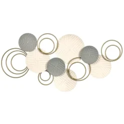 Wall Plaques-Kirkland's Home Layered Herringbone Plates Wall Plaque Gray/White/Gold