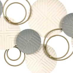 Wall Plaques-Kirkland's Home Layered Herringbone Plates Wall Plaque Gray/White/Gold