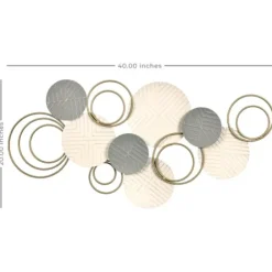 Wall Plaques-Kirkland's Home Layered Herringbone Plates Wall Plaque Gray/White/Gold