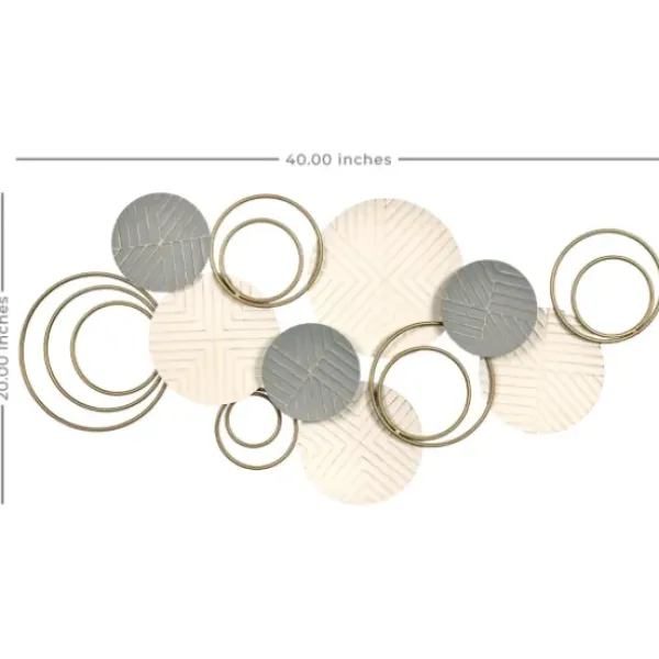 Wall Plaques-Kirkland's Home Layered Herringbone Plates Wall Plaque Gray/White/Gold