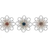 Wall Plaques-Kirkland's Home Layered Metal & Wood Flower Wall Plaques, Set Of 3 Black/Tan}Multi