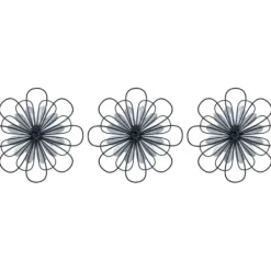 Wall Plaques-Kirkland's Home Layered Metal & Wood Flower Wall Plaques, Set Of 3 Black/Tan}Multi
