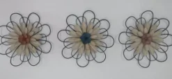 Wall Plaques-Kirkland's Home Layered Metal & Wood Flower Wall Plaques, Set Of 3 Black/Tan}Multi