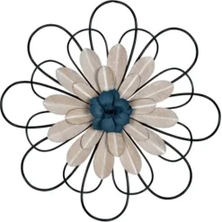 Wall Plaques-Kirkland's Home Layered Metal & Wood Flower Wall Plaques, Set Of 3 Black/Tan}Multi