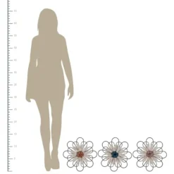 Wall Plaques-Kirkland's Home Layered Metal & Wood Flower Wall Plaques, Set Of 3 Black/Tan}Multi