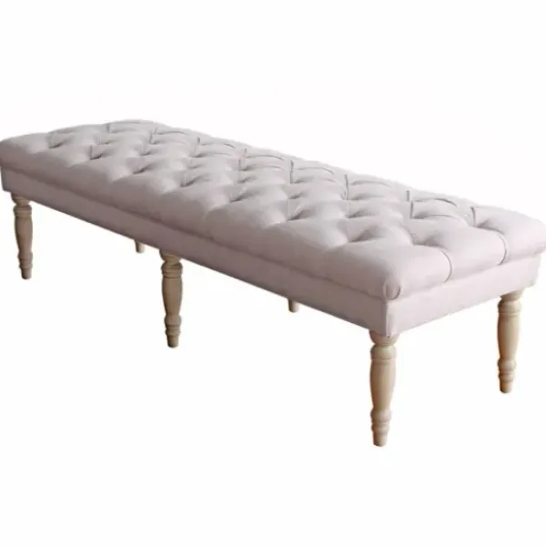 Benches & Ottomans-Kirkland's Home Layla Natural Button Tufted Bench Tan
