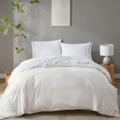 Bed Sheets-Kirkland's Home Leafy Vine Hem Microfiber 4-Pc. King Sheet Set White/Green