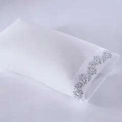 Bed Sheets-Kirkland's Home Leafy Vine Hem Microfiber 4-Pc. King Sheet Set White/Green