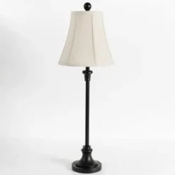 Buffet Lamps-Kirkland's Home Leah Black Candlestick Buffet Lamp White