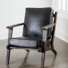 Accent Chairs-Kirkland's Home Leather And Wood Accent Chair Black