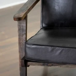 Accent Chairs-Kirkland's Home Leather And Wood Accent Chair Black