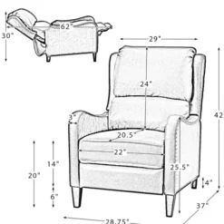 Accent Chairs-Kirkland's Home Leather Nailhead Traditional Recliner Gray