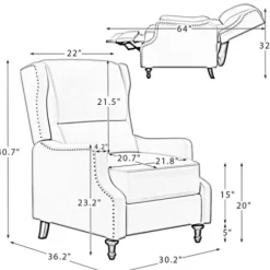 Accent Chairs-Kirkland's Home Leather Nailhead Trim Classic Recliner Brown