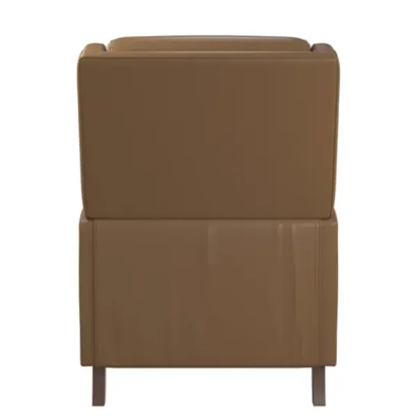 Accent Chairs-Kirkland's Home Leather Nailhead Trim Classic Recliner Brown