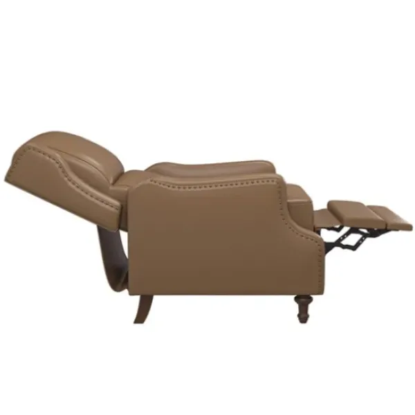 Accent Chairs-Kirkland's Home Leather Nailhead Trim Classic Recliner Brown