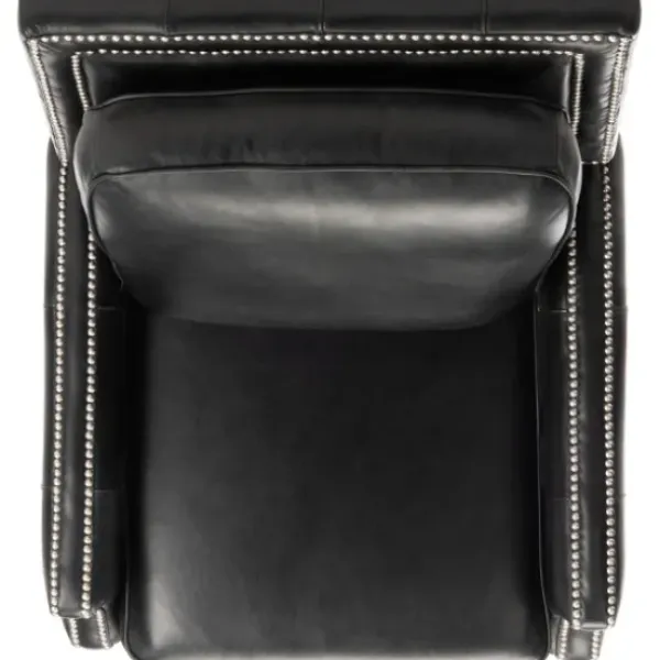 Accent Chairs-Kirkland's Home Leather Nailhead Trim Recliner Black