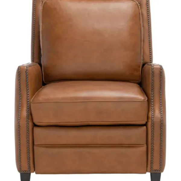 Accent Chairs-Kirkland's Home Leather Nailhead Trim Recliner Brown