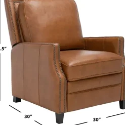 Accent Chairs-Kirkland's Home Leather Nailhead Trim Recliner Brown