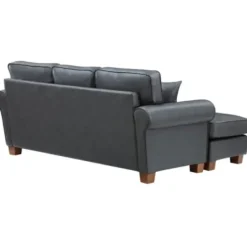 Sofas & Loveseats-Kirkland's Home Leather Rolled Arm Sectional Gray