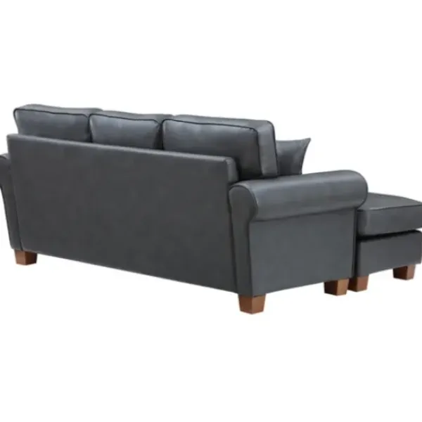 Sofas & Loveseats-Kirkland's Home Leather Rolled Arm Sectional Gray