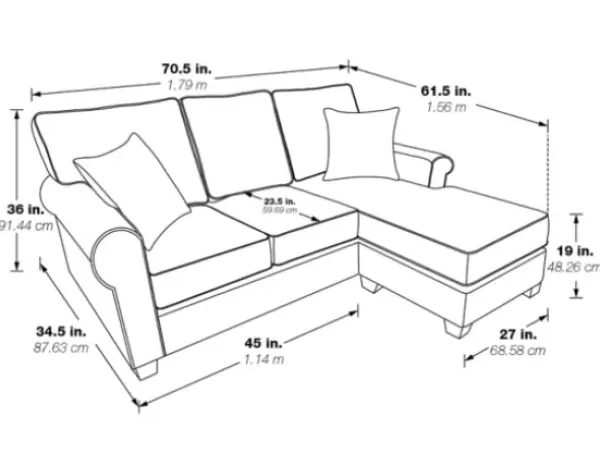 Sofas & Loveseats-Kirkland's Home Leather Rolled Arm Sectional Gray