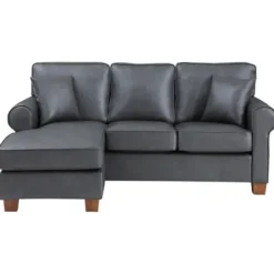 Sofas & Loveseats-Kirkland's Home Leather Rolled Arm Sectional Gray
