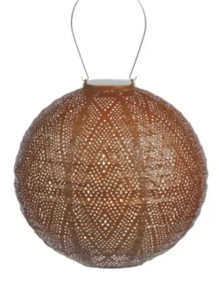 Outdoor Lighting-Kirkland's Home Led Round Copper Outdoor Hanging Lantern Orange